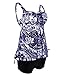 Hilor Womens Tummy Control Swimwear Plus Size Flowy Swimsuits with Shorts Vintage Two Piece Bathing Suits Grey&Red Floral 16