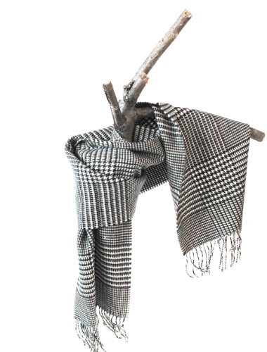Mini Houndstooth Softer than cashmere 12 by 60 warm winter Plaid scarves for Men and Women
