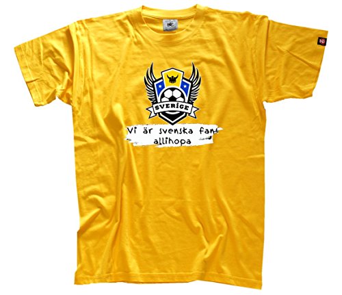 Shirtzshop Herren EM Football Collection 2016 fussball Schweden Sverige T-shirt, Gelb, L, sshop-u1605065-t
