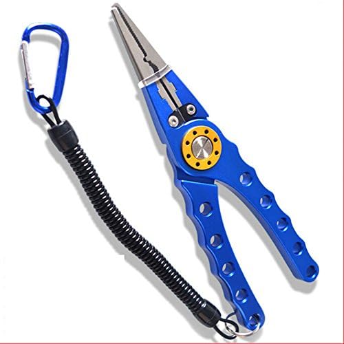 TADAY Saltwater Fishing Pliers with Aluminum Handles and Stainless Steel Jaws Cutter for Super Braided Mono Fluorocarbon Line (BLUE)