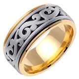 14K Two Tone Gold Wide Celtic Wedding Ring
