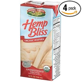 Manitoba Harvest Organic Unsweetened Hemp Bliss Hempmilk, 32 Ounce Boxes (Pack of 4)