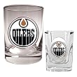Edmonton Oilers NHL Rocks Glass & Square Shot Glass Set - Primary Logo by Great American Products