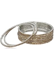 Chamak by priya kakkar Handmade 10 Dainty Topaz- Gold Bangle Bracelet, 7.5"
