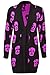 Thever Women Ladies Halloween Skull Skeleton Print Open Front Knitted Cardigan (X/L(14-16), Fuchsia)