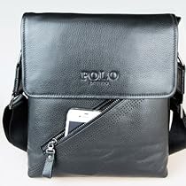 Hot Sale Genuine Leather Ipad Bag / Men's Cross Body Bag / Messenger Shoulder Bag / Business Briefcase Bag - Top Quality - 100% Full Real Leather - Black Color