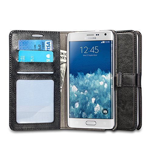 Samsung Galaxy Note Edge Case, J&D [Stand View] Note Edge Wallet Case [Slim Fit] [Stand Feature] Premium Protective Case Wallet Leather Case for Samsung Galaxy Note Edge (Black)