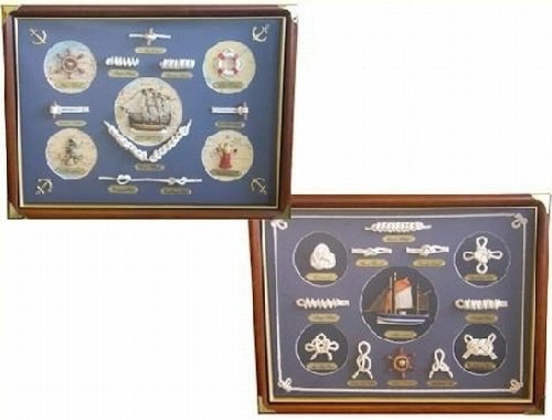 Childrens Toyshop  Küche & Haushalt : KNOTENTAFEL MARITIM 50 X 38 CM KNOTEN KUTTER MIT MESSINGECKEN + SEGELSCHIFF THONIER ODER ENDEAVOUR NEU + OVP