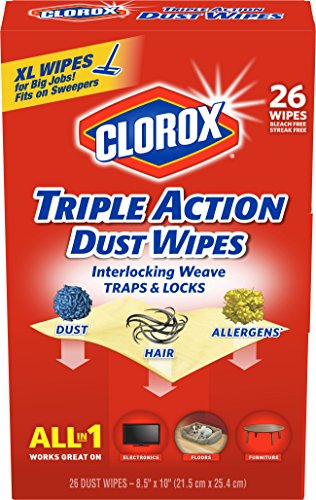 Clorox Triple Action Dust Wipes, Extra-Large, 26 Count Box