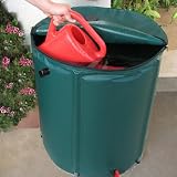 45 Gallon Collapsible Rain Barrel - 24 High x 24 Diameter, Sturdy legs included, 3 Layered Flexible polyster, Debris Screen on top; On Off Valve