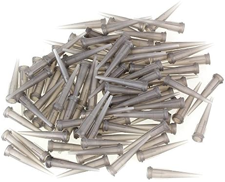 CNBTR 1" Plastic Spiral Connector Stainless Steel Adhesive Glue Dispensing Needles Tip Pack of 100 (16Ga Grey)