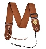 Produkt-Bild: hochwertiger brauner Gitarrengurt aus Nylon mit Leder-Enden L&auml;nge 107 - 180 cm f&uuml;r Akustik Gitarre, E-Gitarre und Bass