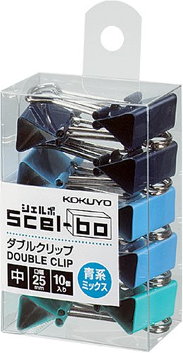 コクヨS&T ダブルクリップ <Scel-Bo>(シェルボ) PET個箱タイプ 中・青系 クリ-J34BMX