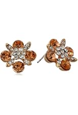 Crystal Flower Button Earrings