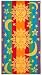 Sun Stars & Moon Blue Orange by Cotton Craft - Terry Jacquard Beach Towel size 30x60 - 400 grams 100% Pure Ringspun Cotton - Brilliant intense vibrant colors - Highly absorbent easy care machine wash - Use for picnic poolside or as a colorful bath towel