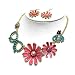 Crystal and Seed Beads Decorated Bugs and Flower Link Necklace and Earrings Set
