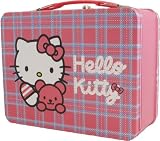 Hello Kitty and Teddy Bear Pink Plaid Metal Lunch Box