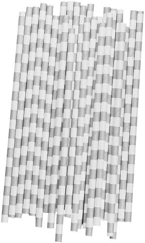 Horizontal Paper Straws (Grey and White, 144)