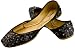 FREE ANKLET with Starlite Ladies / womens Beaded & Diamante Black Leather Khussa Fashion Shoes / Pumps