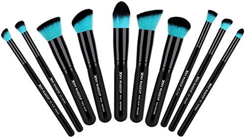 SYEER 10Pcs Makeup Brush Set Cosmetic Foundation Blending Pencil Brushes (Black Green)
