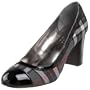 Franco Sarto Women's Empress Pump,Grey Tartan Plaid/Mirage Patent Leather,10 M US