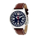 Torgoen Swiss Men's T05102 Dual Time Zone Leather Strap Watch