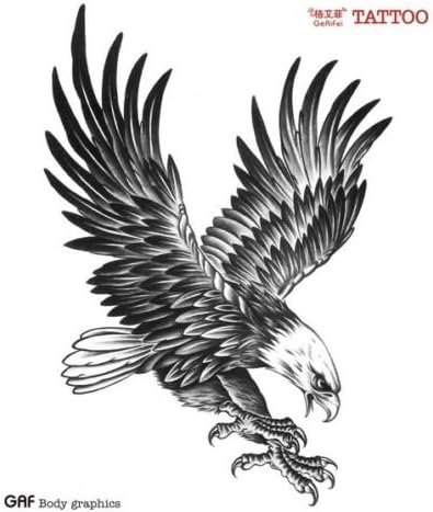 GeAiFei Waterproof High Quality Temporary Tattoo Sticker "EAGLE POWER" -11.5*13 cm