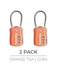Apparel: TSA Approved Travel Combination Cable Luggage Locks for Suitcases & Backpacks - 2 Pack of Locks (Orange)