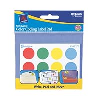 Avery Color Coding Label Pad, 0.75 Inch Diameter, Assorted, Pack of 480