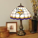 MINNESOTA VIKINGS 20 Hand Cut Stained Glass TIFFANY TABLE LAMP with a Cast Metal Base