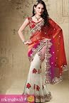 embroidered border and butti pallu net saree