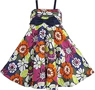 Girls Floral Print  Summer 2015 Cotton  Dress With a Bow(s)