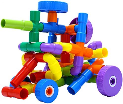 Platoyer 72PCS ABS DIY Pipe Plug Match Bulding Blocks 7 Colors