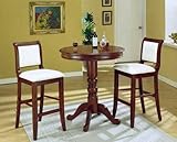 3pc Bar Table & Bar Stools Set Cherry Finish