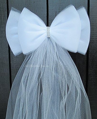 Tulle Bling Wedding Pew Bow, Handmade, Ivory, White, Church Ceremony, Reception, Aisle, Party Decorations, Bridal, Chair Bow, Baby Shower, 11 Inch