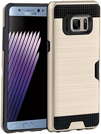 Galaxy Note 7 Case, Demacia[Card Slot] Dual Layer Hybrid Armor Rugged Plastic Hard Shell Flexible TPU Shock-Absorption Bumper Protective Wallet Case for Samsung Galaxy Note 7 (gold)