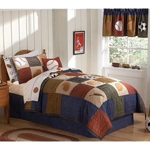 Classic Sports Twin Size Quilt with Pillow Sham