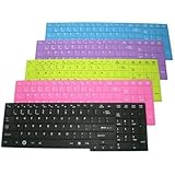 5-Pack Colorful Soft Silicone Laptop Keyboard Cover Skin Protector for Toshiba Satellite C655 C655D C675 L655 L655D L650 L650D L670 L670D L750 L750D L755 L755D A660 A660D A665 A665D P750 P750D P755D P755 P770 P775 US Layout - Retail Packaging