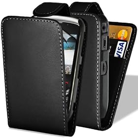 Supergets Quality Black Top Flip Leather Case For Blackberry Curve 8520/ 3g 9300 With Card Holder included LCD Screen Protector Micro Fibre Screen Polishing Cloth