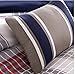 Contemporary Plaid Comforter Set Full/Queen Bed Striped Bedding with Sham and Pillows, Blue Taupe and Red Striped, Machine Washable Bedding