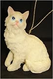 3 White Sitting Cat With Big Bright Eyes Christmas Ornament