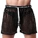 TiaoBug US Mens Hollow Openwork Drawstring Lounge Underwear Boxer Shorts Black Size Small
