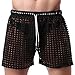 TIAOBU US Mens Hollow Openwork Drawstring Lounge Underwear Boxer Shorts Black Size Large