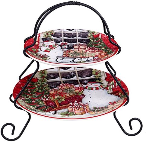 Certified International Snowman's Sleigh 2-tier Server Plate