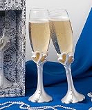 Interlocking Heart Wedding Toasting Flutes, 1