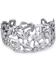 Silver cuff bracelet, Hummingbird Mystique - Hand Made Fine Silver Bird Cuff Bracelet