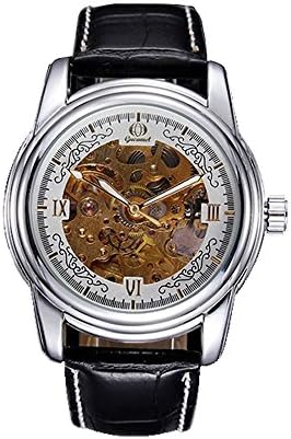 Gucamel Men's Business Hollow Gear Mechanism Leather Quartz Rome Scale Wristwatch