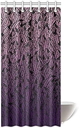 Anne Home Custom Pink Purple Ombre Feather Pattern Black Blackout Window Curtain Panel 52"x63" (One Piece) Fabric for Bedroom/Home
