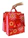 Portable Bicycle Pannier - Red Floral Bike Pack - Grocery Shopping Bag