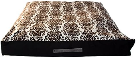 GoodDogBeds Cuddle Fabric Square Dog Bed, 36-Inch, Crme Fleur
